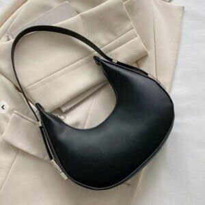 Minimalist Crescent Black Shoulder Bag - NWT
